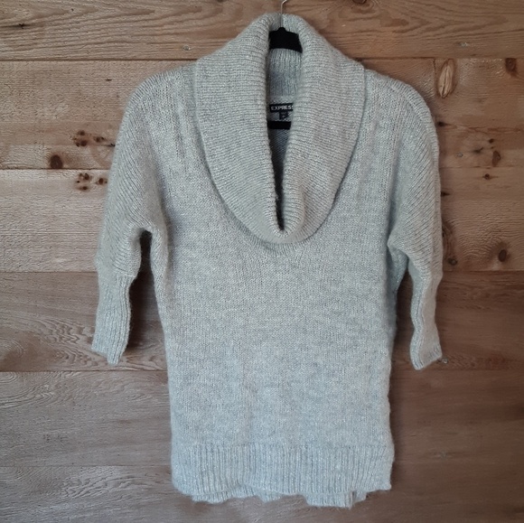 Express Gray Metallic Cowl Neck Sweater SIe XSmall - Picture 1 of 3